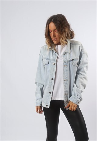 DENIM JACKET OVERSIZED FITTED JINGLERS VINTAGE UK 16 (GF4E)