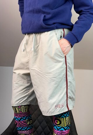 FILA GREY RUNNING SHORTS WINDBREAKER 90S VINTAGE