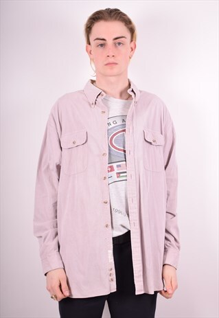 MENS VINTAGE CORDUROY SHIRT XL PINK 90S