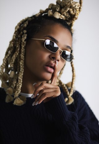 BLACK GOLD SUMMER OG 90S Y2K SLIM SUNGLASSES SHADES
