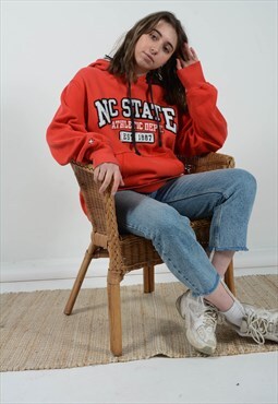Vintage 90s USA College Hoodie Red Unisex Size M