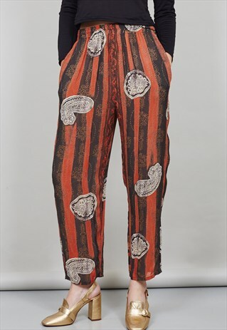 VINTAGE SHEER 90'S BOHO PRINT FESTIVAL TROUSERS
