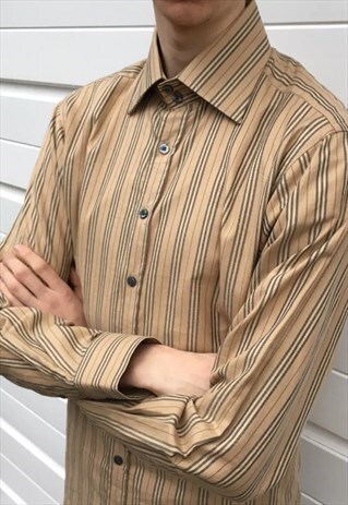 MENS BURBERRY SHIRT NOVA CHECK TOP NOVA STRIPE PATTERNED