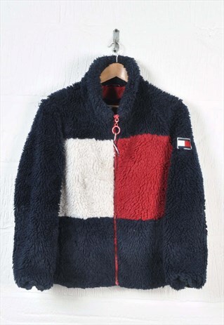 Vintage Tommy Hilfiger Fleece Jacket Block Colour Pattern L