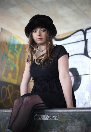 CUTE VINTAGE BLACK 90'S DRESS WITH UNDERLAY BABYDOLL SLIP