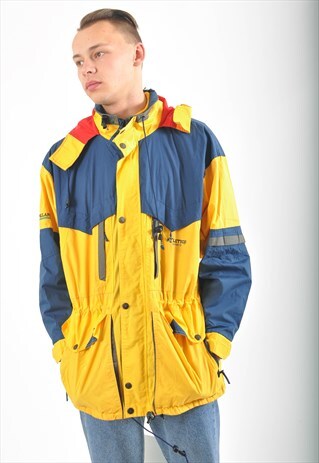 VINTAGE WINDBREAKER PARKA COAT IN YELLOW