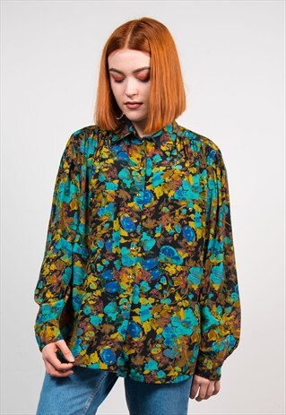 VINTAGE 90'S PATTERNED LONG SLEEVE BLOUSE