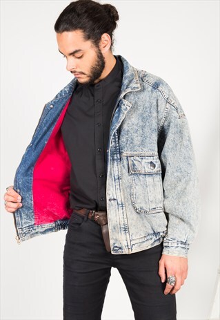 VINTAGE 80'S LEVI'S DENIM BLANKET BOMBER / S0099
