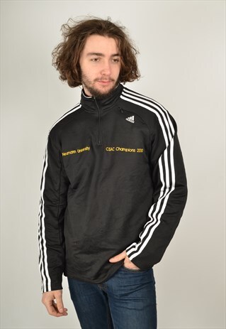 VINTAGE ADIDAS 1/4 ZIP SWEATSHIRT IN BLACK