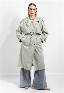 Vintage trench light belted coat oversized women
