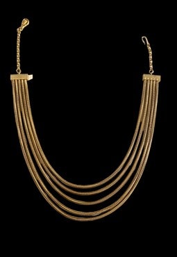 70's Gold Multi Strand Metal Ladies Vintage Necklace