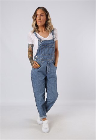 DENIM DUNGAREES VINTAGE TAPERED LEG UK 10 (OAC)