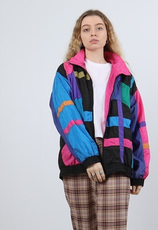 VINTAGE LARGE PINK & PURPLE LIGHTWEIGHT FESTIVAL JACKET