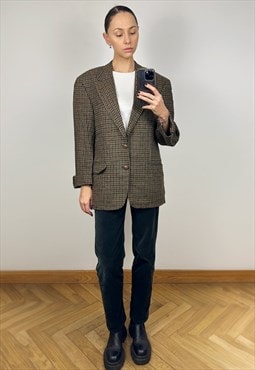 Tweed Men's Wool Blazer, Plaid wool Oversized blazer