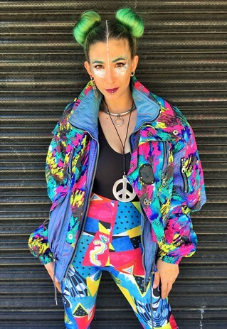 VINTAGE MULTI COLOURED BATWING SKI JACKET
