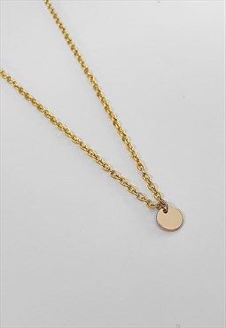 54 Floral Mini Small Dog Tag Pendant Necklace Chain - Gold