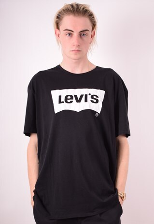 LEVI'S MENS VINTAGE T-SHIRT TOP XXXL BLACK 90S