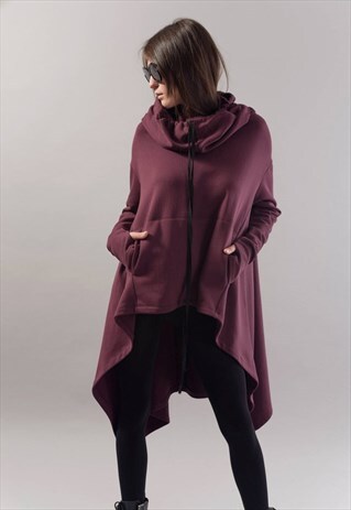 MAXI SWEATER BLOUSE SWEATSHIRT HOODIE PONCHO TUNIC F1778
