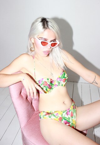VINTAGE 80S FRUIT SALAD PIN UP STYLE BIKINI