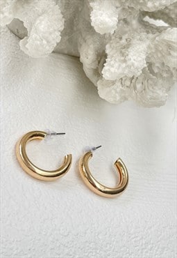 Gold Chunky Hoop Circle Everyday Earrings