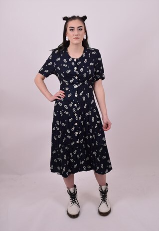VINTAGE 80'S GRUNGE FLOWER PRINT DRESS SIZE 8 10 12