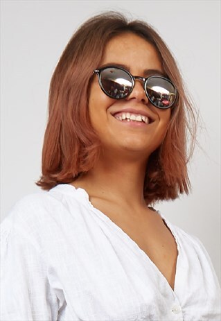 RETRO CLASSIC BLACK FRAME MIRRORED SUNGLASSES