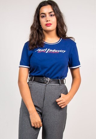 VINTAGE 90'S DARK BLUE DIESEL DENIM INDUSTRY T-SHIRT