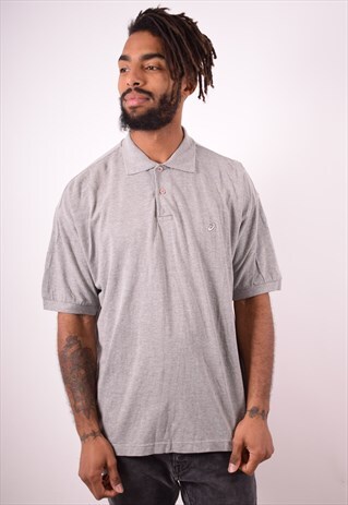 ASICS MENS VINTAGE POLO SHIRT LARGE GREY 90S