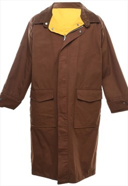 Vintage Brown Workwear Style Zip-Front Coat - XL