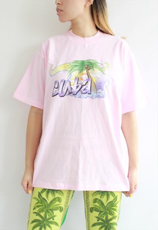 BABY PINK CUBA POSTCARD COMFY OVERSIZED T SHIRT