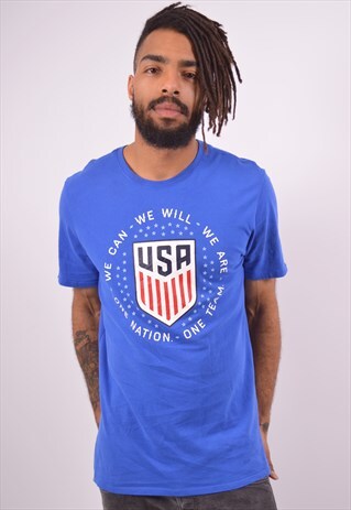 VINTAGE NIKE USA T-SHIRT TOP BLUE