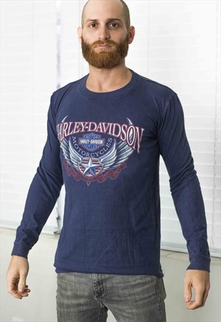 VINTAGE HARLEY DAVIDSON LONG SLEEVE T-SHIRT 90S S 8.5