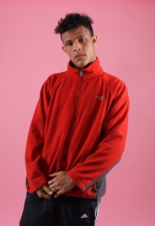 RED/ORANGE THE NORTH FACE ZIP-UP FLEECE
