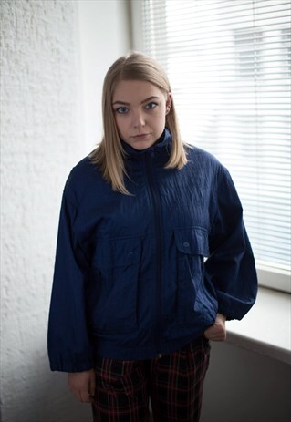 VINTAGE 80'S NAVY SHIMMERING BOMBER JACKET