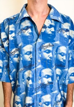 Vintage 90 hip hop photography blue shirt 