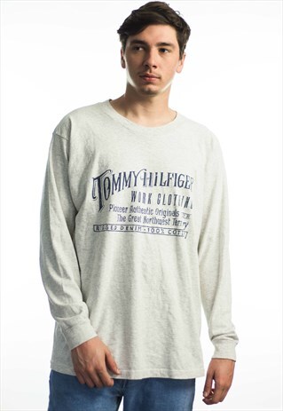 VINTAGE TOMMY HILFIGER LOGO T-SHIRT 90S L 10.2