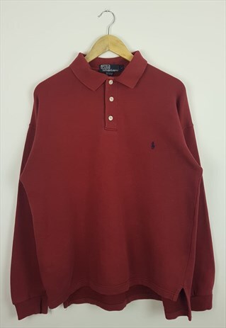 VINTAGE POLO RALPH LAUREN LONG SLEEVE POLO SHIRT MAROON