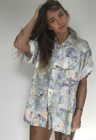 PATTERNED OVERSIZED RETRO VINTAGE UNISEX FESTIVAL SHIRT