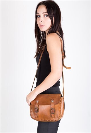 VINTAGE LEATHER SHOULDER BAG, SATCHEL