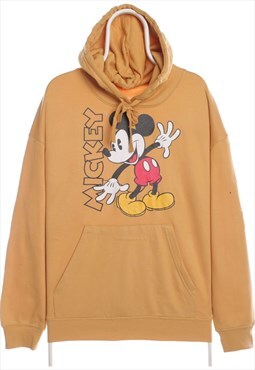 Vintage 90's Disney Hoodie Mickey Mouse Pullover Yellow Men'