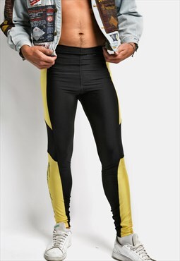 Vintage tight pants legging black yellow colour retro 80s 