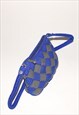 Vintage Y2K checkered crochet shoulder bag in blue / grey