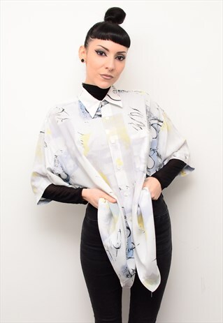 VINTAGE 90'S ABSTRACT INDIE PATTERNED OVERSIZED SHIRT