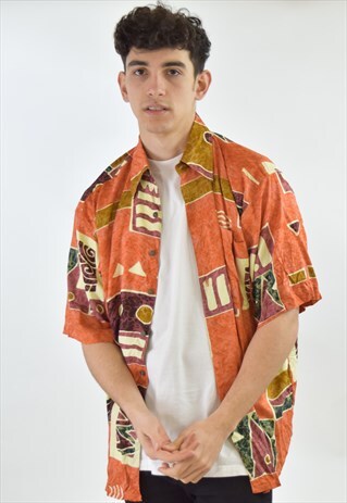 VINTAGE ORANGE 90S PATTERN SUMMER SHIRT