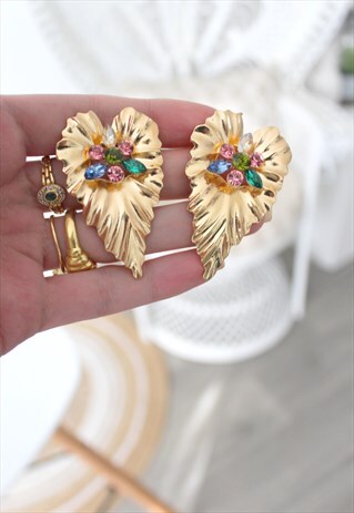 EARRINGS GOLDEN COLOR WITH RHINESTONE