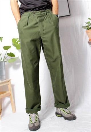 80S VINTAGE 90S GRUNGE KHAKI CHINO MILITARY SUIT TROUSERS