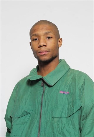 VINTAGE FILA MAGIC LINE EMBROIDERED COLLARED JACKET GREEN