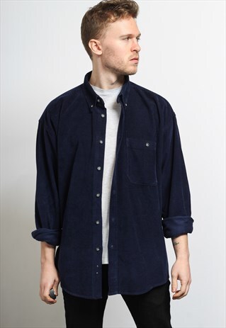 VINTAGE CORDUROY CORD SHIRT BLUE