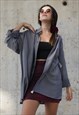 Vintage Y2K Grid Shimmer Long Sleeve Shirt in Silver
