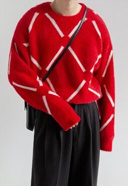 Men's comfortable red sweater a vol.2